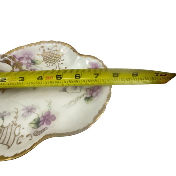 Antique Limoges France Porcelain Floral Decorative Dish With Gold Trim - Picture 5 of 11